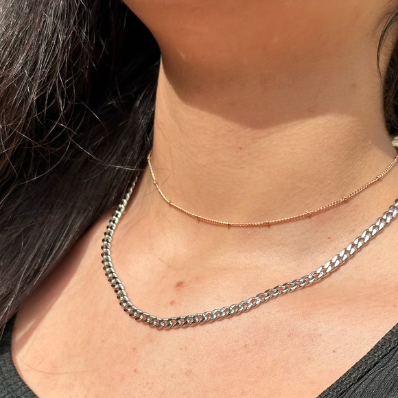 Dainty Gold Choker - Ball Chain Choker Necklace Satellite Bead Necklace Choker - Picture 4 of 7